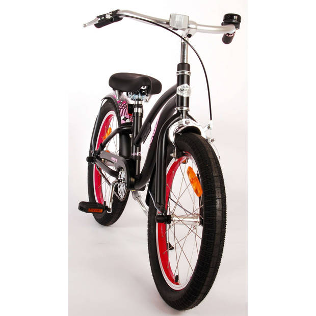 Volare Meisjesfiets Miracle Cruiser 18 Inch 25,4 cm Meisjes Terugtraprem Zwart/Roze