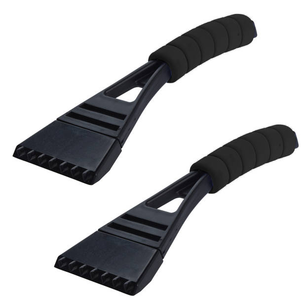 2x stuks kunststof ijskrabber met zwart softgrip handvat 27 cm - IJskrabbers