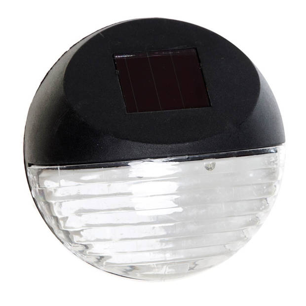 2x Solar LED verlichting voor huis/muur/schutting wandlamp 11 cm zwart - Buitenverlichting
