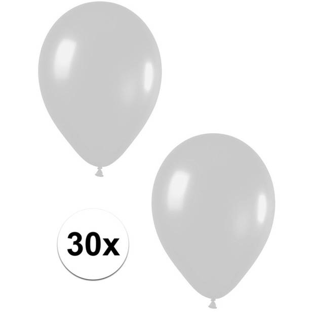 30x Zilveren metallic ballonnen 30 cm - Ballonnen