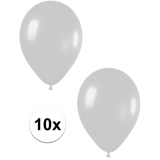 10x Zilveren metallic ballonnen 30 cm - Ballonnen