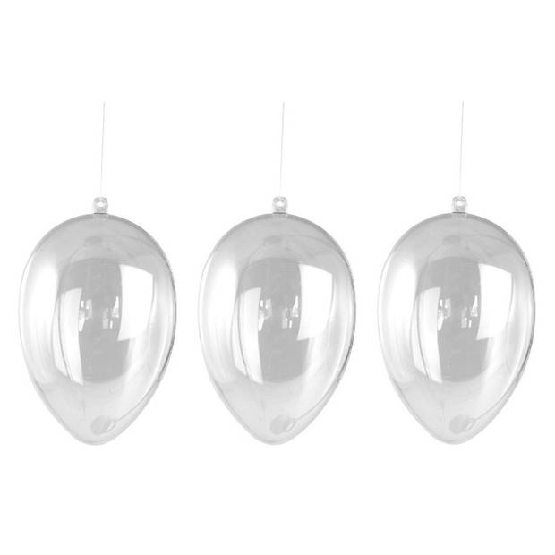 3x Paasdecoratie hangend plastic DIY paasei 6 cm - Feestdecoratievoorwerp