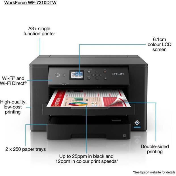 Monofunctionele printer - EPSON WF-7310DTW - Inkjet - A3 - Kleur - Wi-Fi
