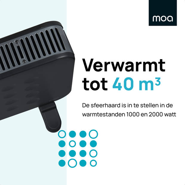 MOA Elektrische Verwarming - Convector kachel - Portable Heater - 2000 watt - PH01B