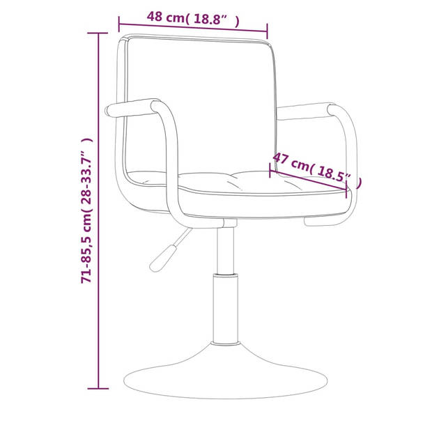 The Living Store Eetstoel Keukenstoel - 48x47x(71-85.5) cm - Zwart Fluweel