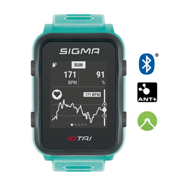 Sigma sporthorloge-set iD.TRI waterdicht/gps mintgroen