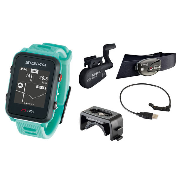 Sigma sporthorloge-set iD.TRI waterdicht/gps mintgroen