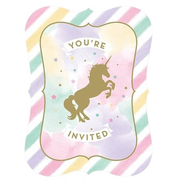 Witbaard uitnodigingen Unicorn Sparkle 16 cm karton 8 stuks