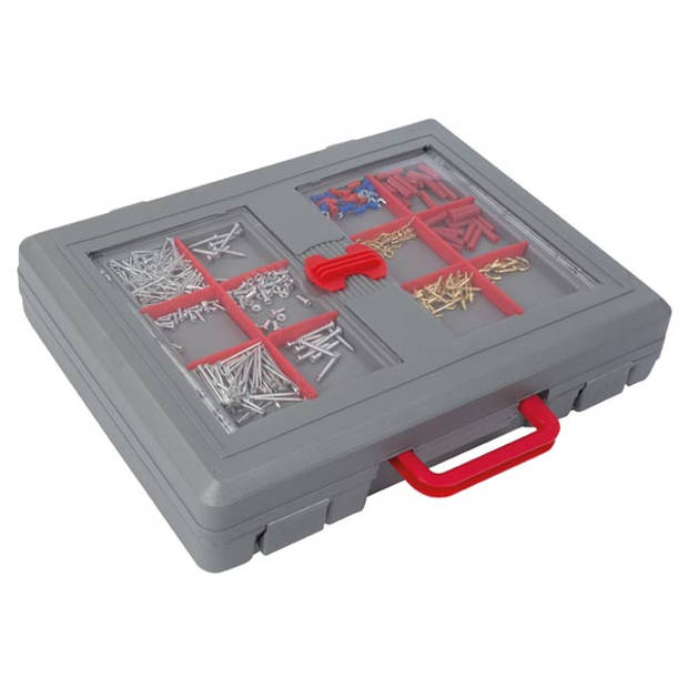 Toolland gereedschapskoffer grijs/rood 555-delig
