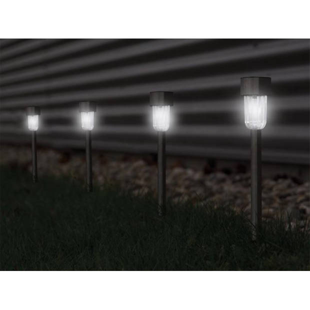 Perel tuinlamp Solar LED 36,5 x 4,7 cm RVS zilver
