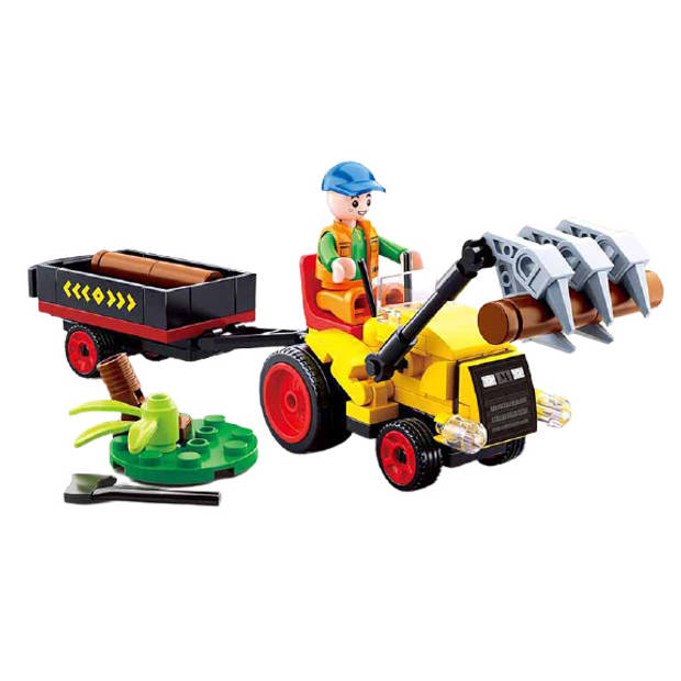 Sluban traktor Town met boomstammen junior 19 cm 110-delig