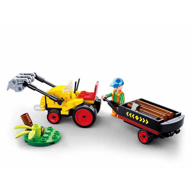 Sluban traktor Town met boomstammen junior 19 cm 110-delig