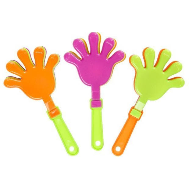 LG-Imports mini klapperhand oranje/roze/groen 9 x 5 cm