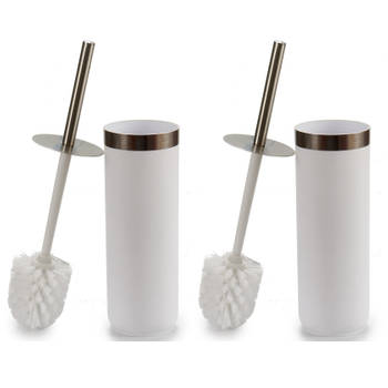 Set van 2x stuks toiletborstel/wc-borstel wit kunststof 38,5 cm - Toiletborstels