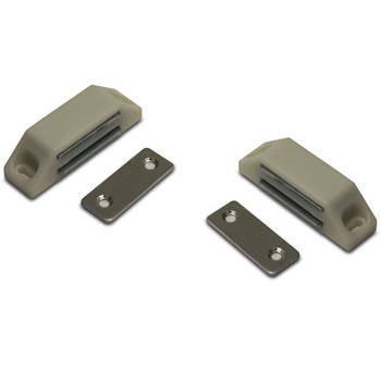 6x stuks magneetsnapper / magneetsnappers wit met metalen sluitplaat 6 x 3,8 x 1,6 cm - Magneet snappers