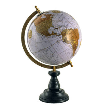 Clayre & Eef Wereldbol 22x37 cm Bruin Hout Ijzer Rond Globe Bruin Globe