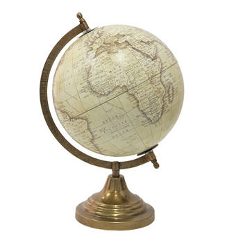 Clayre & Eef Wereldbol 22x33 cm Beige Hout Metaal Globe Beige Globe