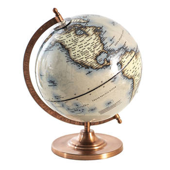 Clayre & Eef Wereldbol 22x30 cm Blauw Hout Metaal Globe Blauw Globe