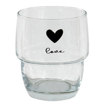Clayre & Eef Waterglas 100 ml Glas Hart Love Drinkbeker Transparant Drinkbeker