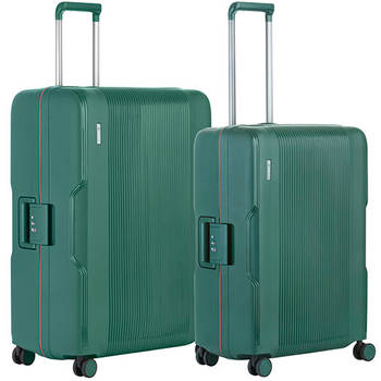 CarryOn Protector Luxe Kofferset - TSA Trolleyset M+L formaat - Kliksloten - Groen