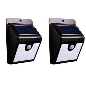 2x stuks wandlampje / tuinlichten IP44 op zonne-energie met bewegingssensor - Buitenverlichting