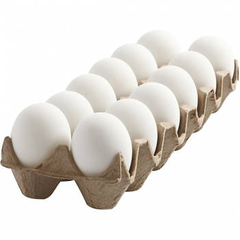 Set van 12x stuks witte eieren kunststof 6 cm - Feestdecoratievoorwerp