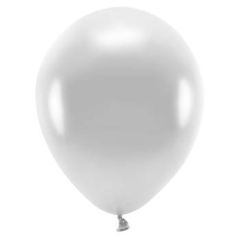 100x Milieuvriendelijke ballonnen zilver 26 cm voor lucht of helium - Ballonnen