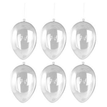 10x Paasdecoratie hangend plastic DIY paasei 6 cm - Feestdecoratievoorwerp