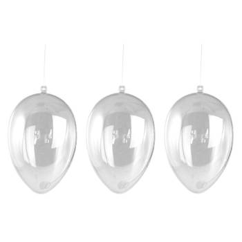 3x Paasdecoratie hangend plastic DIY paasei 6 cm - Feestdecoratievoorwerp