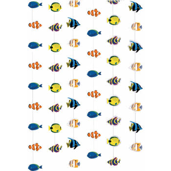 Feestversiering decoraties - Tropisch deurgordijn met vissen thema 200 x 90 cm - Feestdeurgordijnen