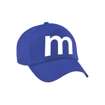 Letter M pet / cap blauw voor volwassenen - verkleed / carnaval baseball cap - Verkleedhoofddeksels