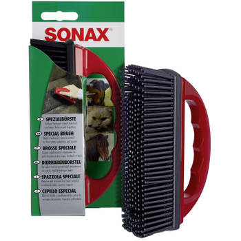 Sonax reinigingsborstel dierharen 20 x 5,5 cm rood/zwart