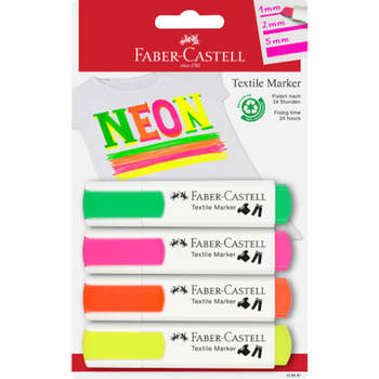 Faber Castell textielmarkers Neon 1 - 2 - 5 mm 4 stuks