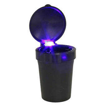 Auto asbak met LED lamp verlichting en klepje - zwart - 11 x 8 cm - Asbakken