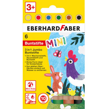 Eberhard Faber kleurpotloden MiniMaxi 3 in 1 1 cm hout 6 stuks