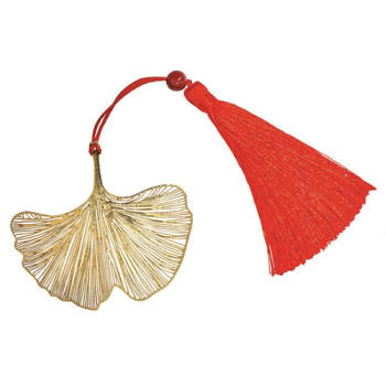Moses bladwijzer Omm For You Ginko 7 cm staal goud/rood