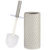 Toiletborstel/wc-borstel kiezelgrijs met stippen keramiek 31 cm - Toiletborstels