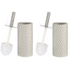 Set van 2x stuks toiletborstel/wc-borstel kiezelgrijs met stippen keramiek 31 cm - Toiletborstels