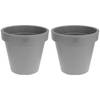 2x Licht grijze plantenpotten 40 cm - Plantenpotten