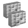 2x stuks ophangbare grijze huishoud organizers/sorteerdoosjes met 16 vakken 22 cm - Opbergbox