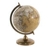 Clayre & Eef Wereldbol 22x30 cm Geel Bruin Hout Metaal Globe Geel Globe
