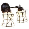 LumiLamp Wandlamp Tiffany 30x23x23 cm Wit Bruin Glas Metaal Muurlamp Wit Muurlamp