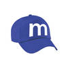 Letter M pet / cap blauw voor volwassenen - verkleed / carnaval baseball cap - Verkleedhoofddeksels
