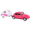 Welly auto Volkswagen Beetle 21 cm staal roze/wit 2-delig