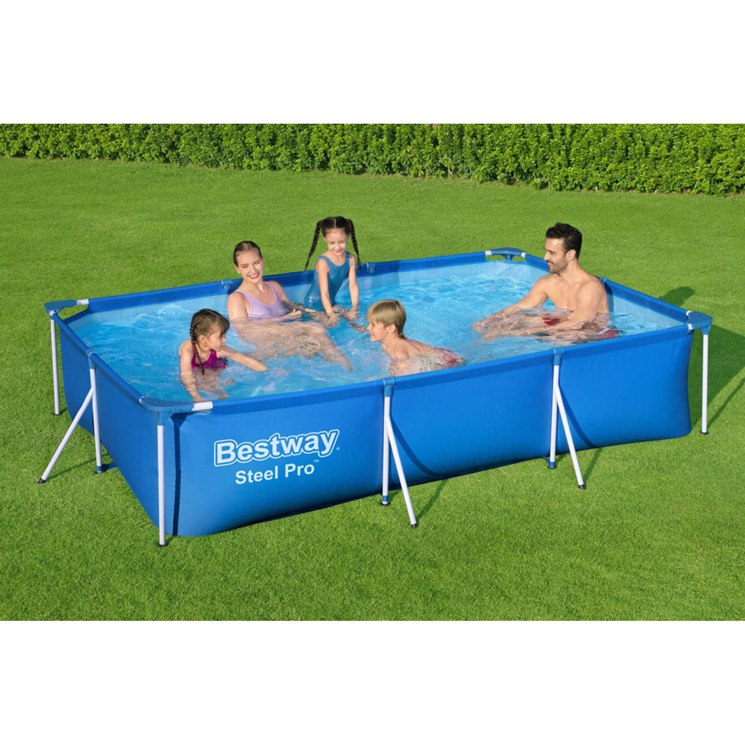 Bestway Steel Pro Rechthoekig Zwembad - 300 201 x 66 cm - Blauw - Inclusief Pomp - Voordeelpakket |