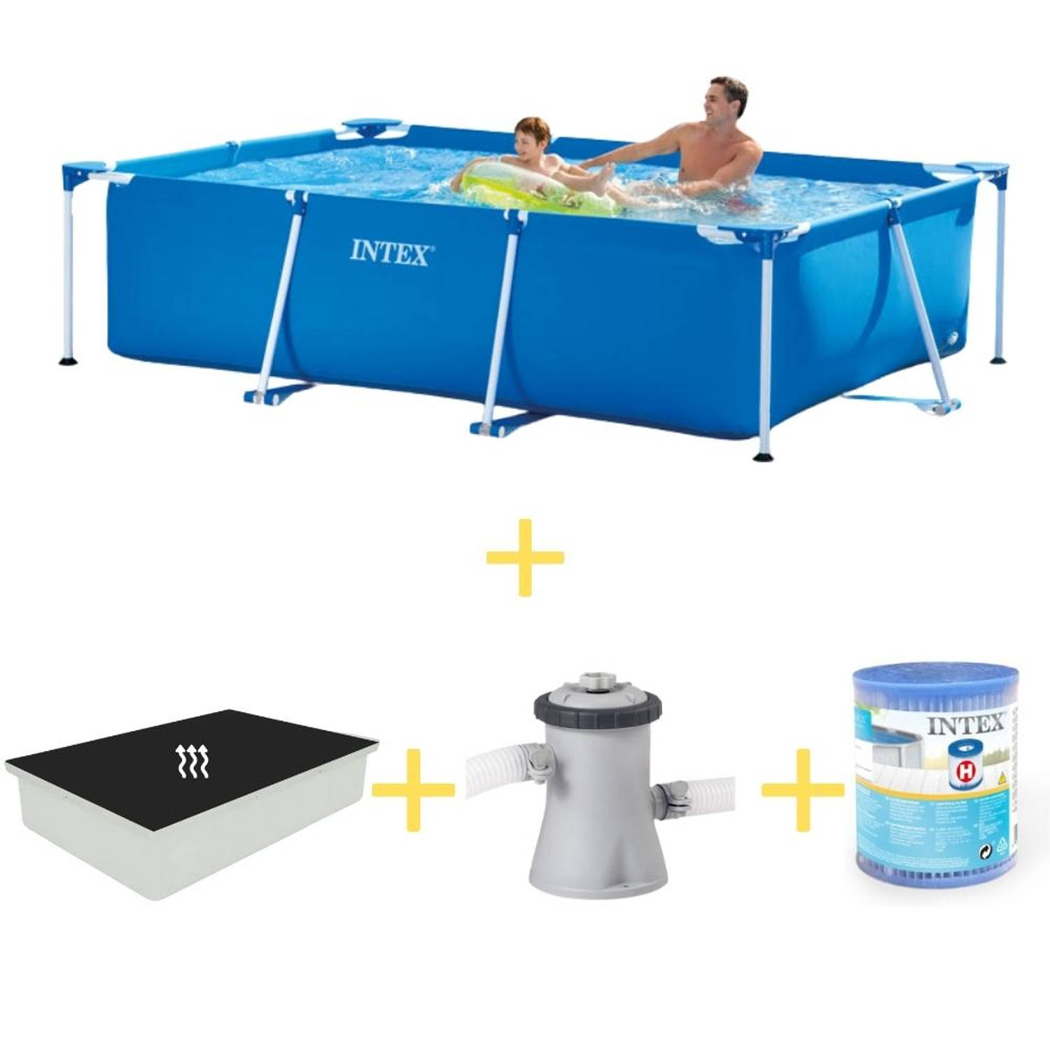 Intex Zwembad - Frame Pool - 260 x 160 x 65 cm - Inclusief Solarzeil, Filterpomp & Filter