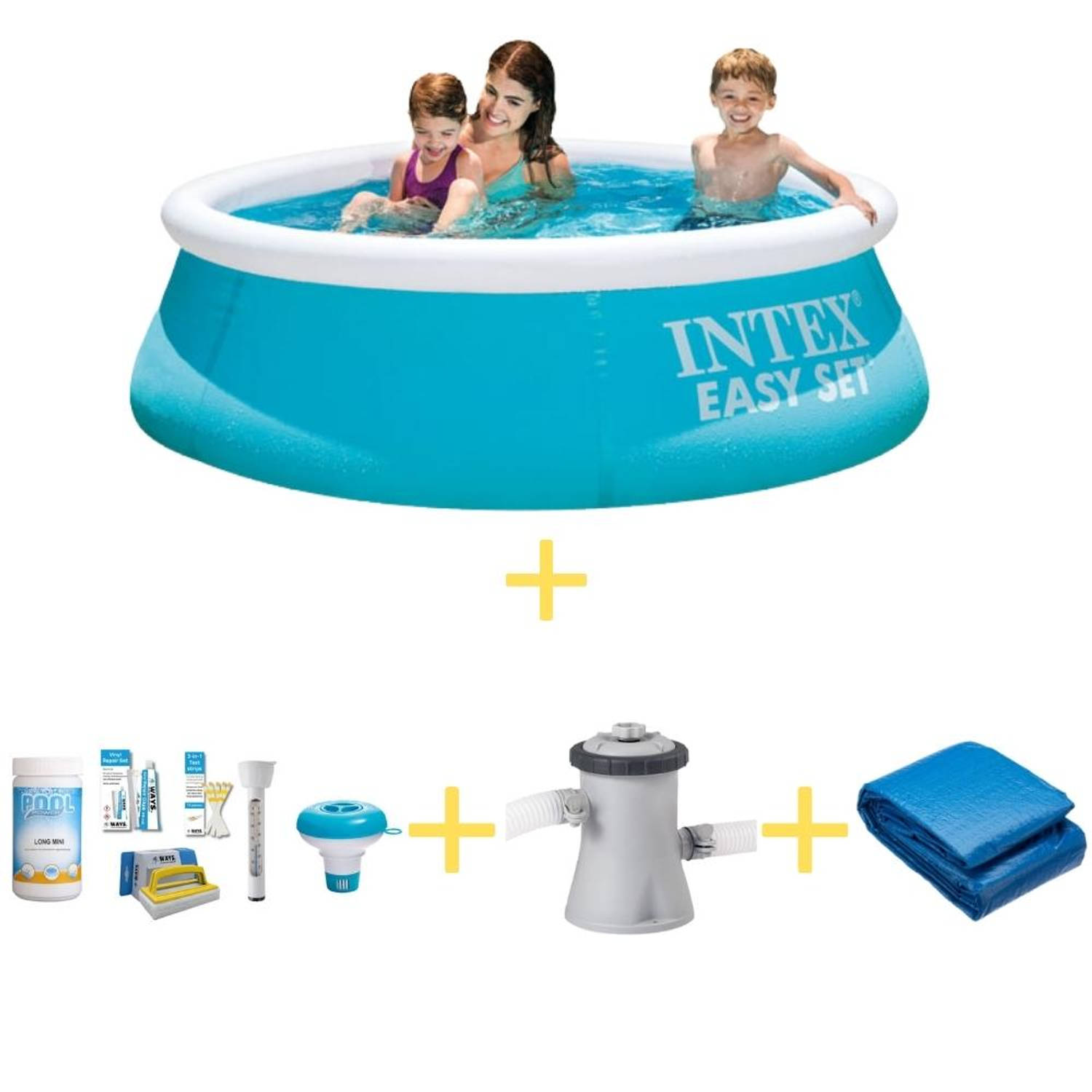 Intex Zwembad Easy Set 183 Cm Inclusief Ways Onderhoudspakket, Filterpomp En Grondzeil
