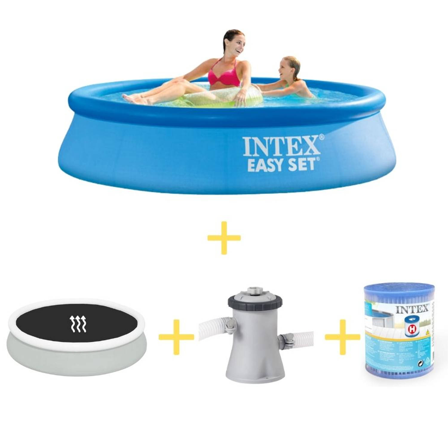 Intex Zwembad Easy Set 244 X 61 Cm Inclusief Solarzeil, Filterpomp & Filter
