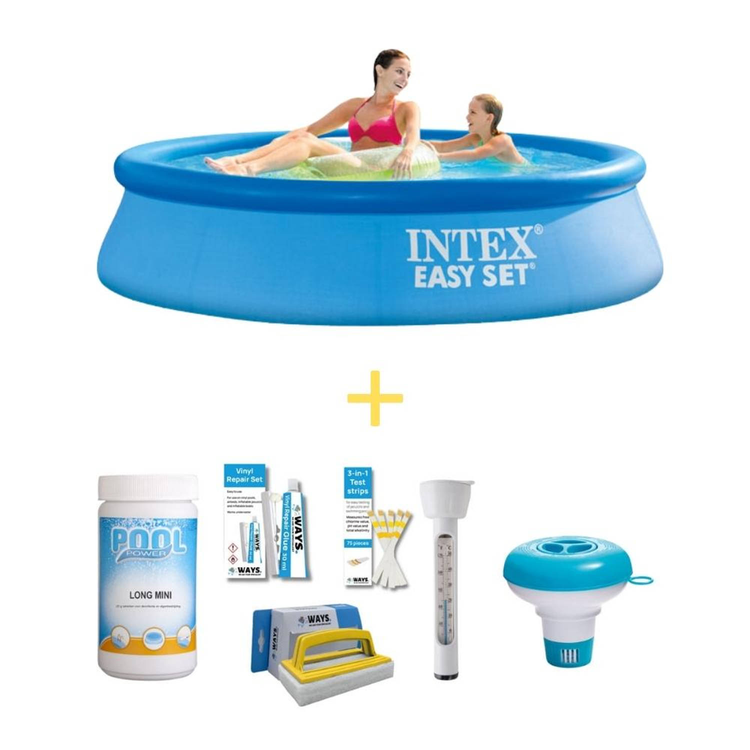 Intex Zwembad - Easy Set - 244 x 61 cm - Inclusief WAYS Onderhoudspakket