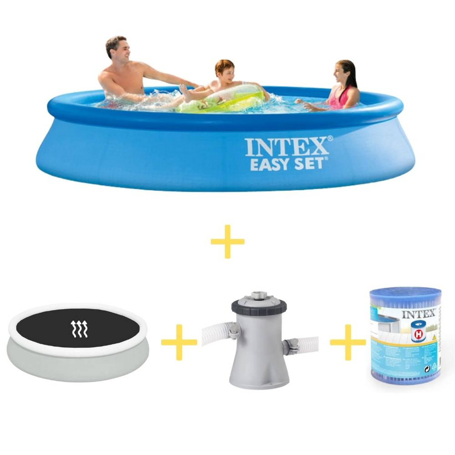Intex Zwembad Easy Set 305 X 61 Cm Inclusief Solarzeil, Filterpomp & Filter